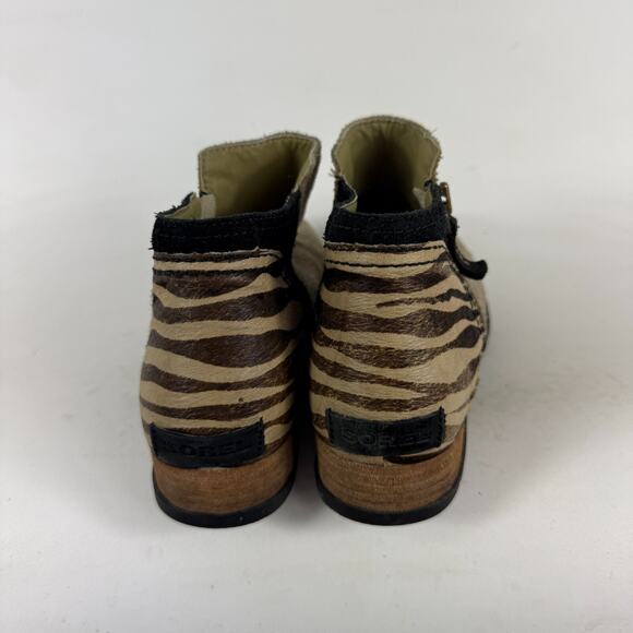 Sorel Major Ankle Boots Women's 9 Beige Zebra Print Side Zip Chelsea 1650161265 - Picture 5 of 10